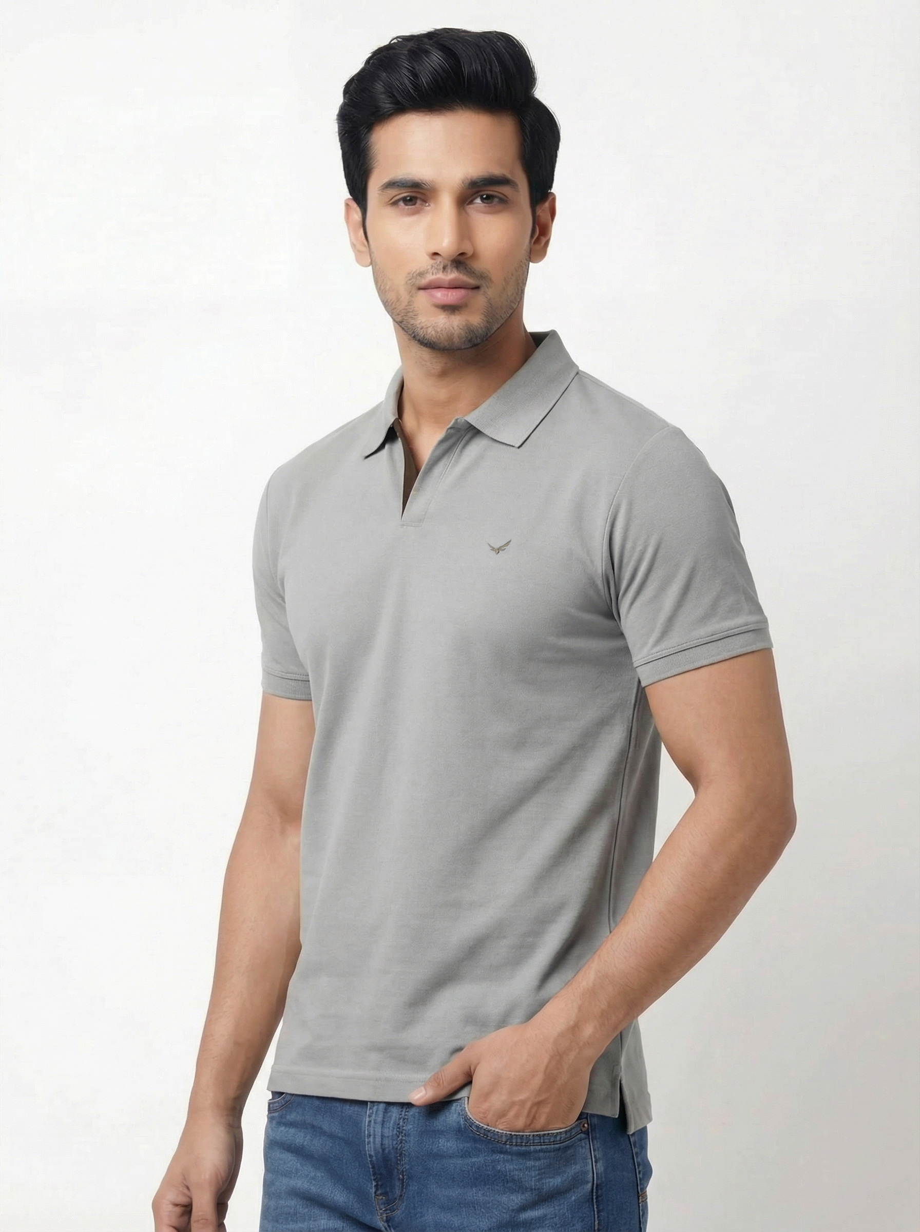 Men Regular Fit Johnny Collar Solid T-Shirt
