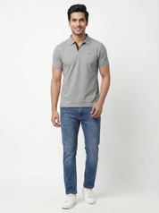 Men Regular Fit Johnny Collar Solid T-Shirt