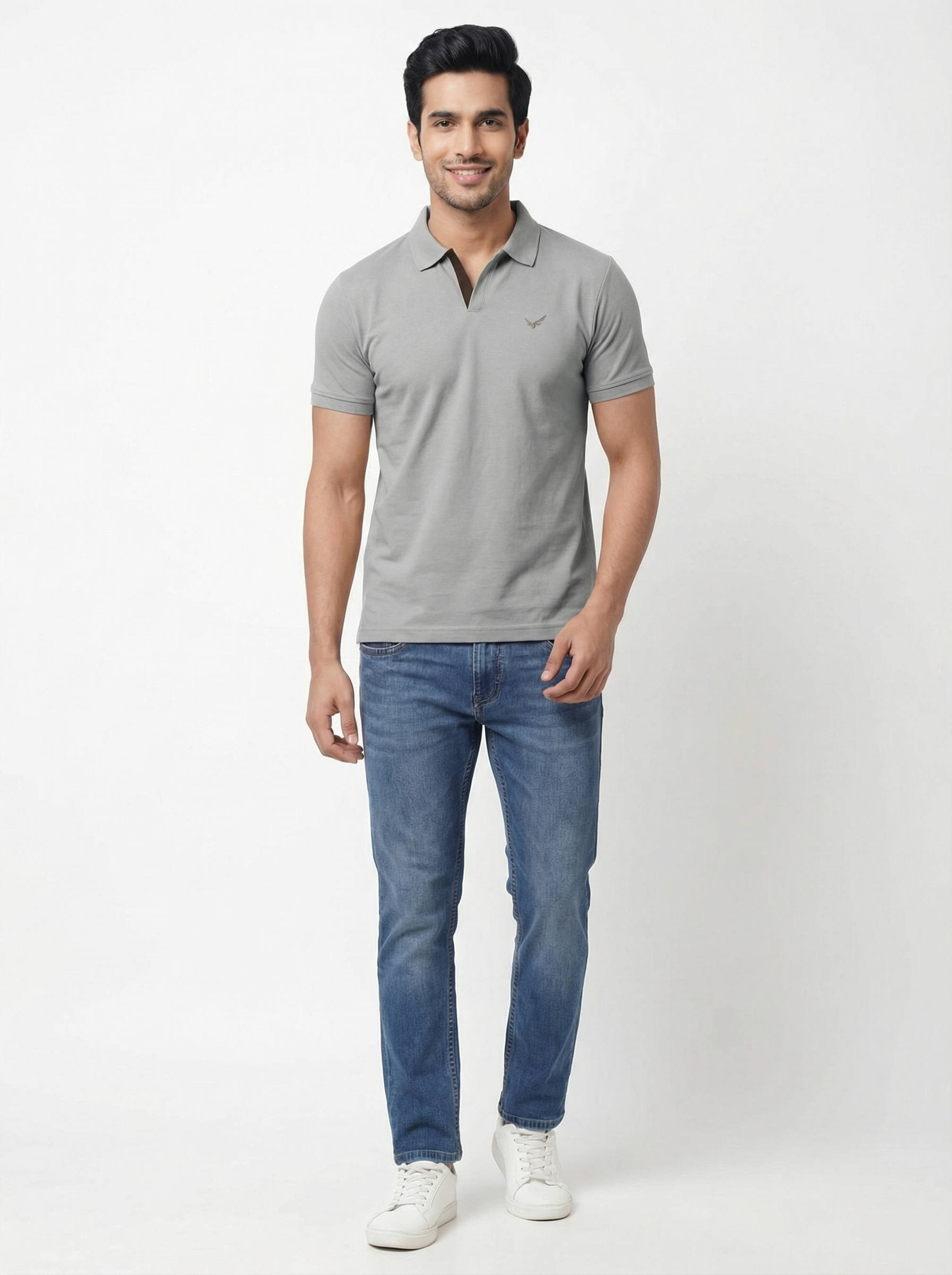 Men Regular Fit Johnny Collar Solid T-Shirt