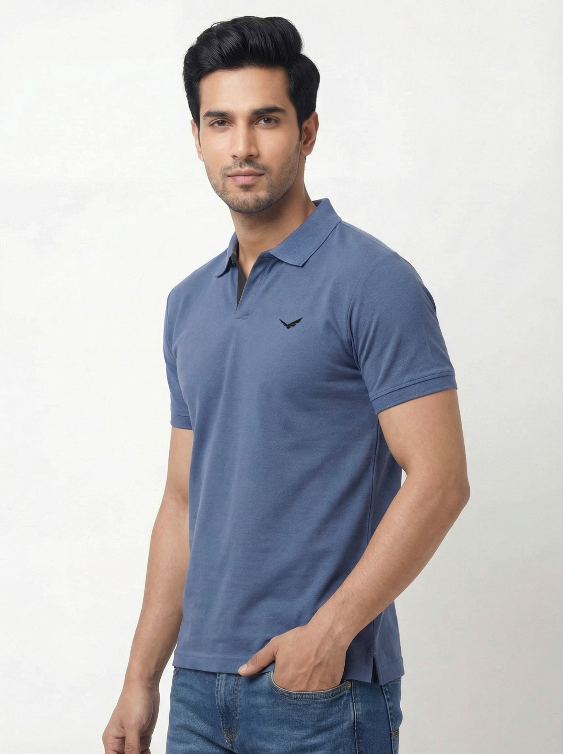 Men Regular Fit Johnny Collar Solid T-Shirt