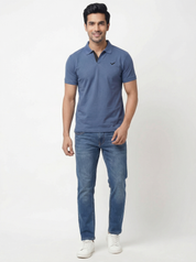 Men Regular Fit Johnny Collar Solid T-Shirt