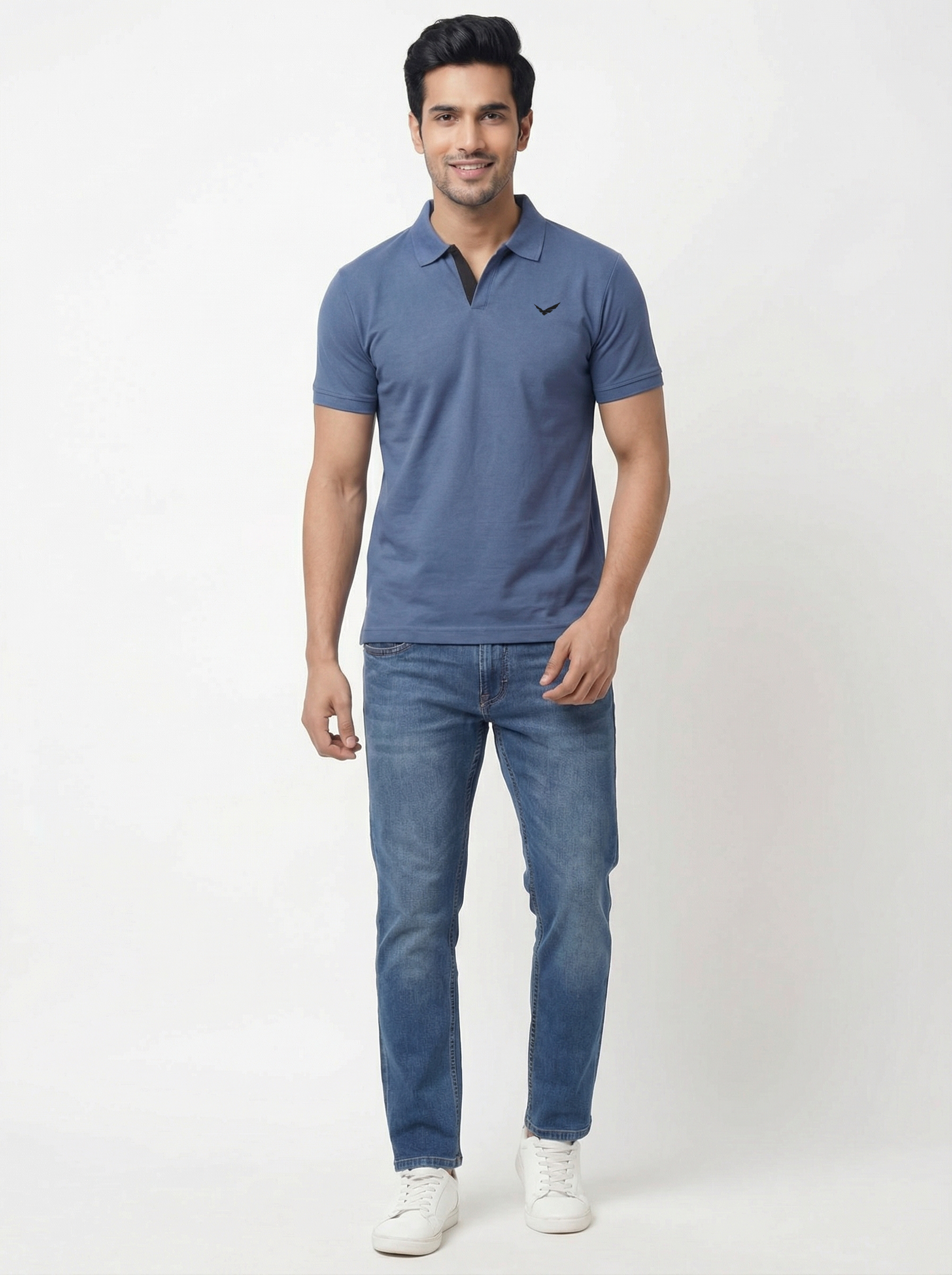 Men Regular Fit Johnny Collar Solid T-Shirt