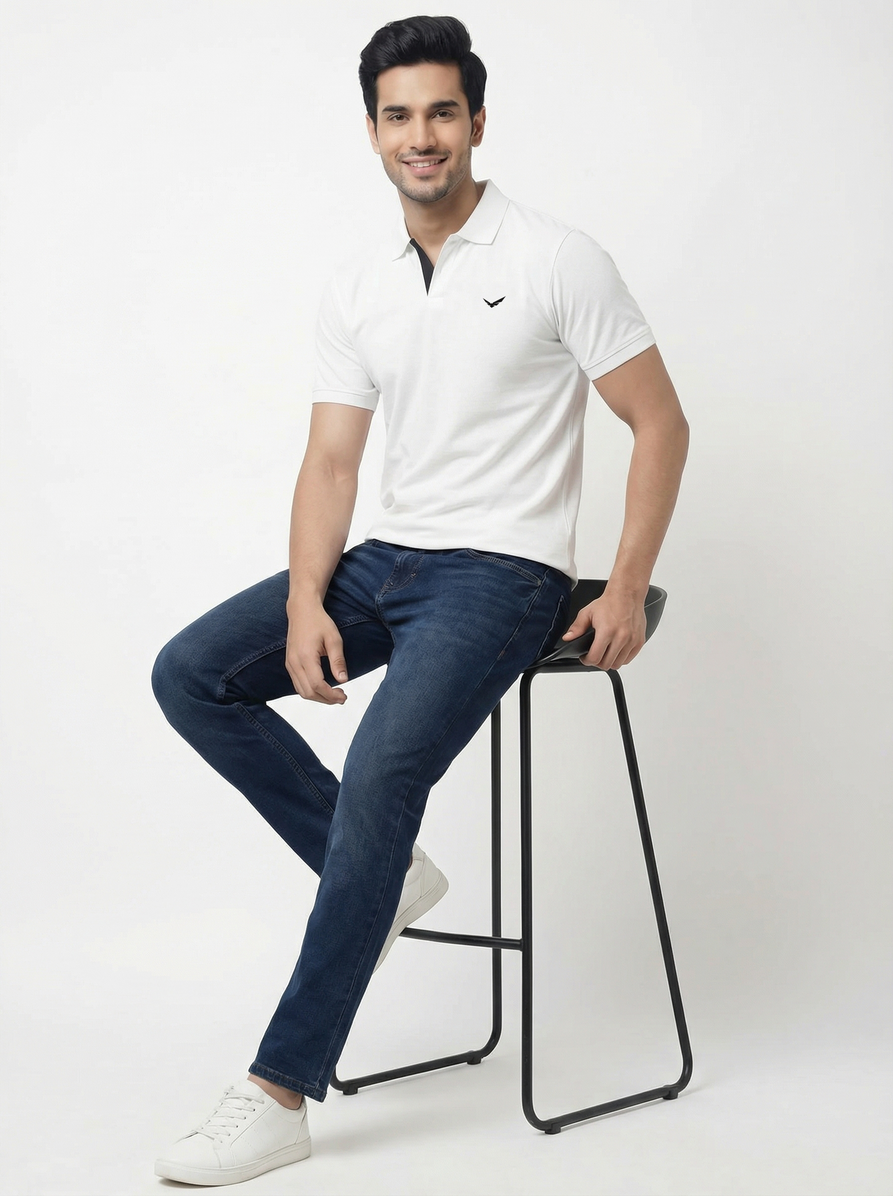 Men Regular Fit Johnny Collar Solid T-Shirt