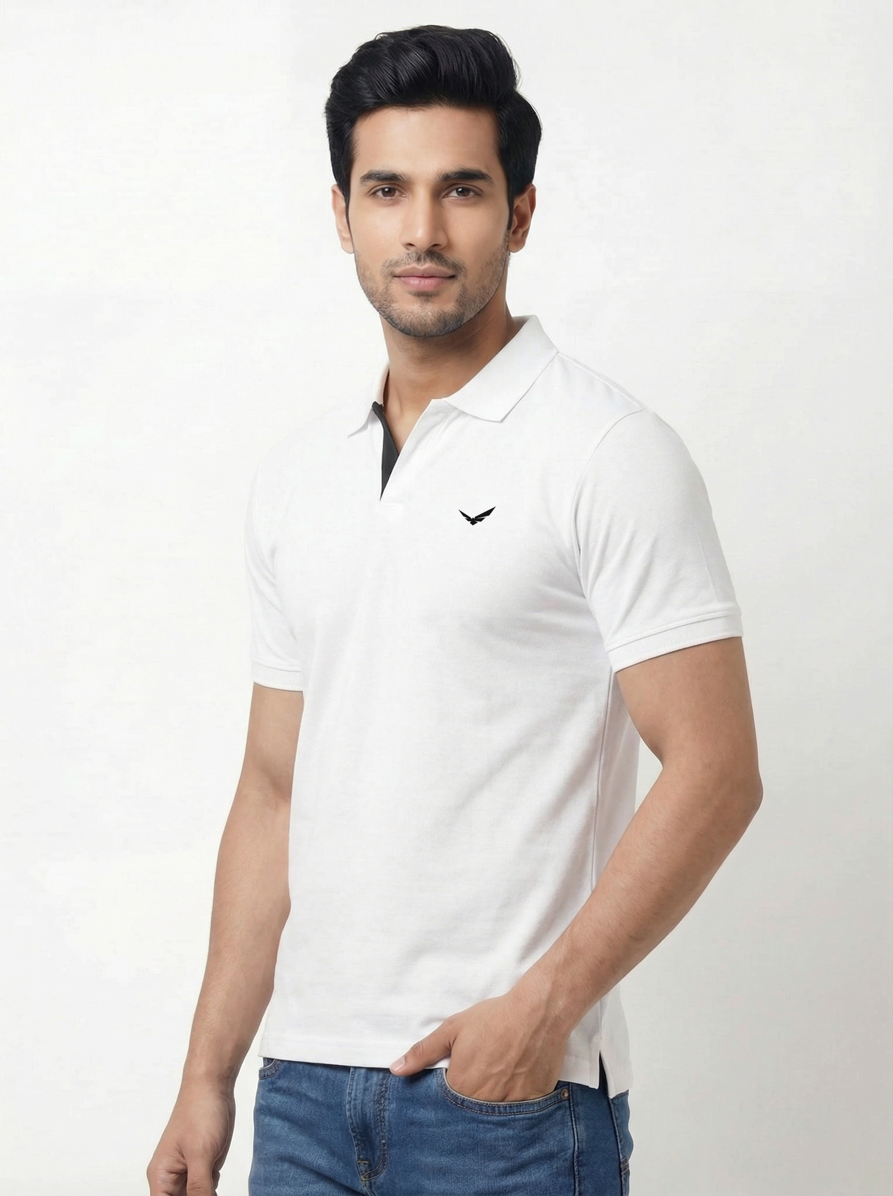 Men Regular Fit Johnny Collar Solid T-Shirt