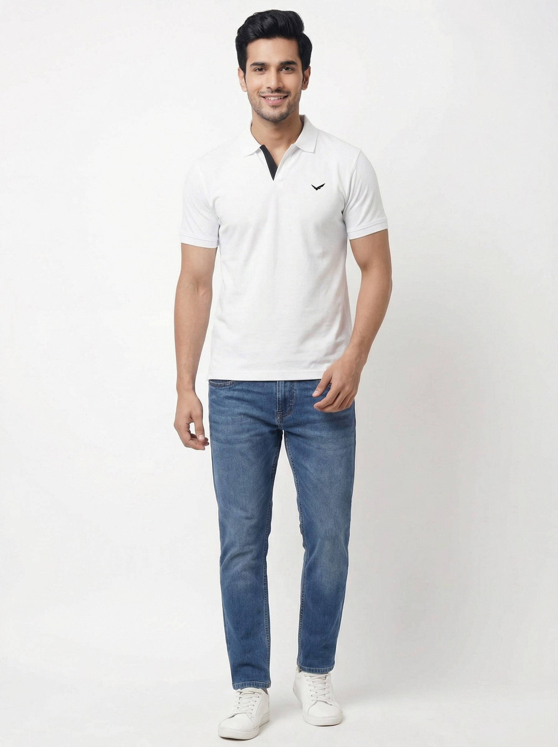 Men Regular Fit Johnny Collar Solid T-Shirt