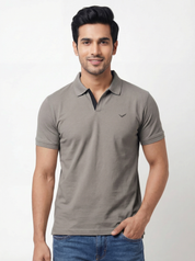 Men Regular Fit Johnny Collar Solid T-Shirt