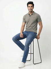 Men Regular Fit Johnny Collar Solid T-Shirt