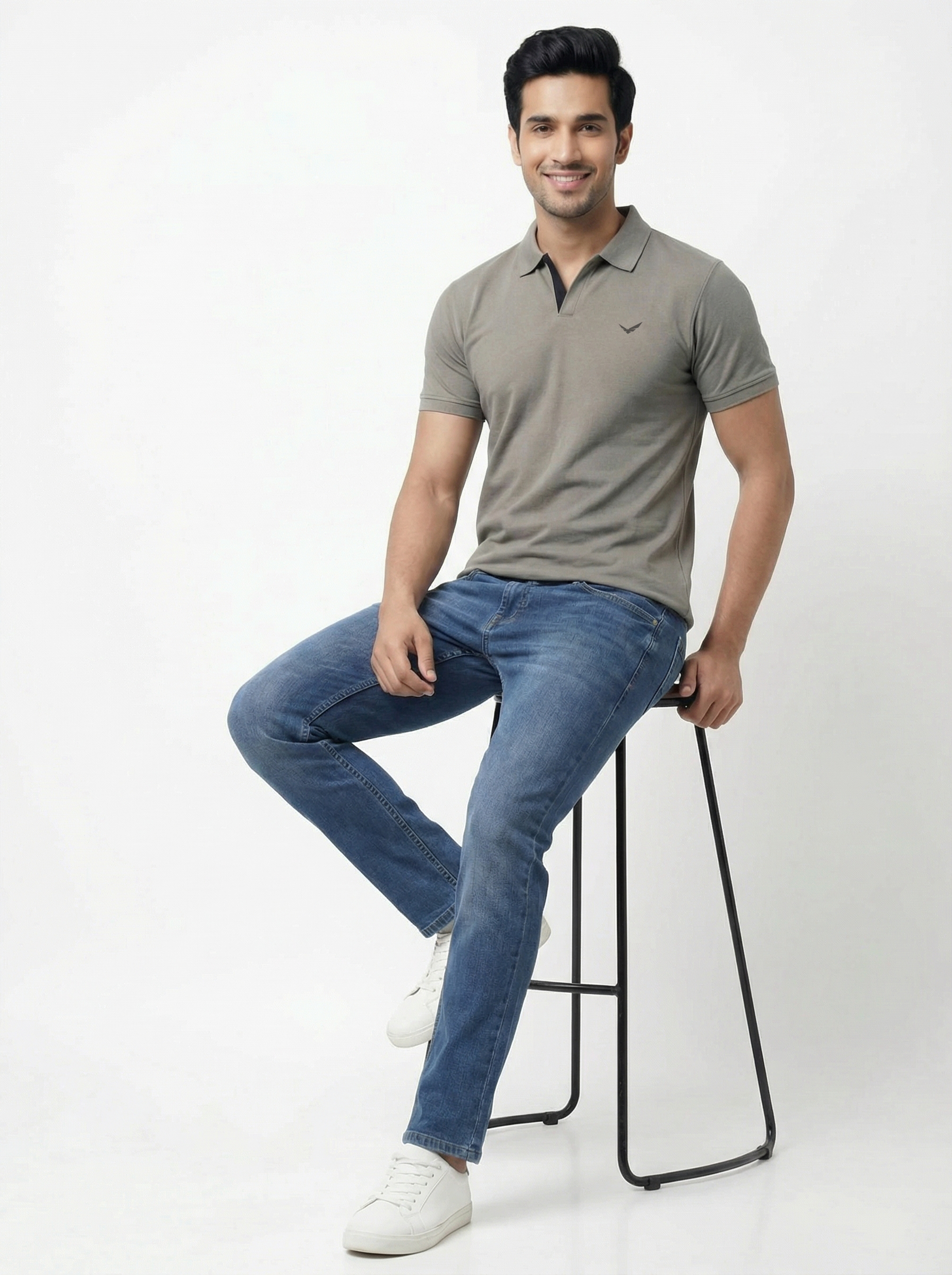 Men Regular Fit Johnny Collar Solid T-Shirt