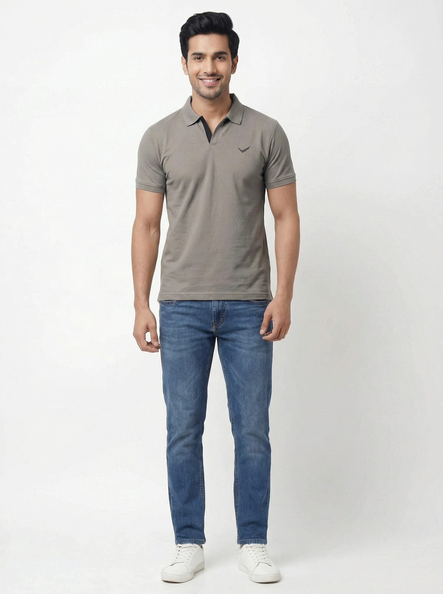 Men Regular Fit Johnny Collar Solid T-Shirt