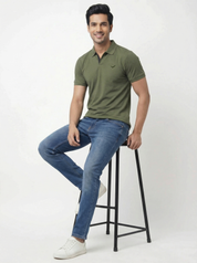Men Regular Fit Johnny Collar Solid T-Shirt