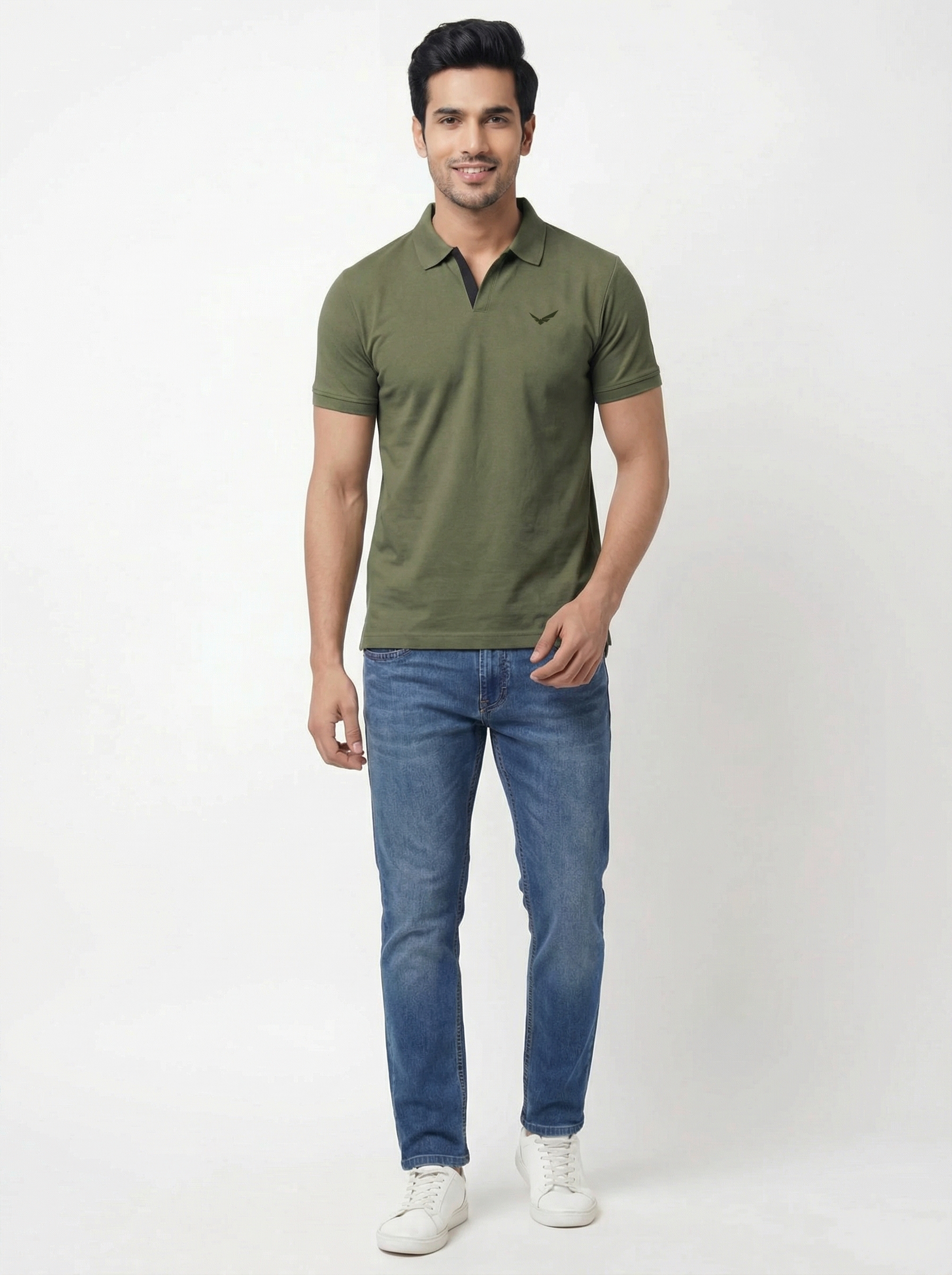Men Regular Fit Johnny Collar Solid T-Shirt