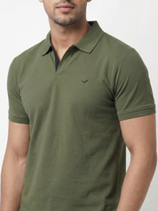 Men Regular Fit Johnny Collar Solid T-Shirt