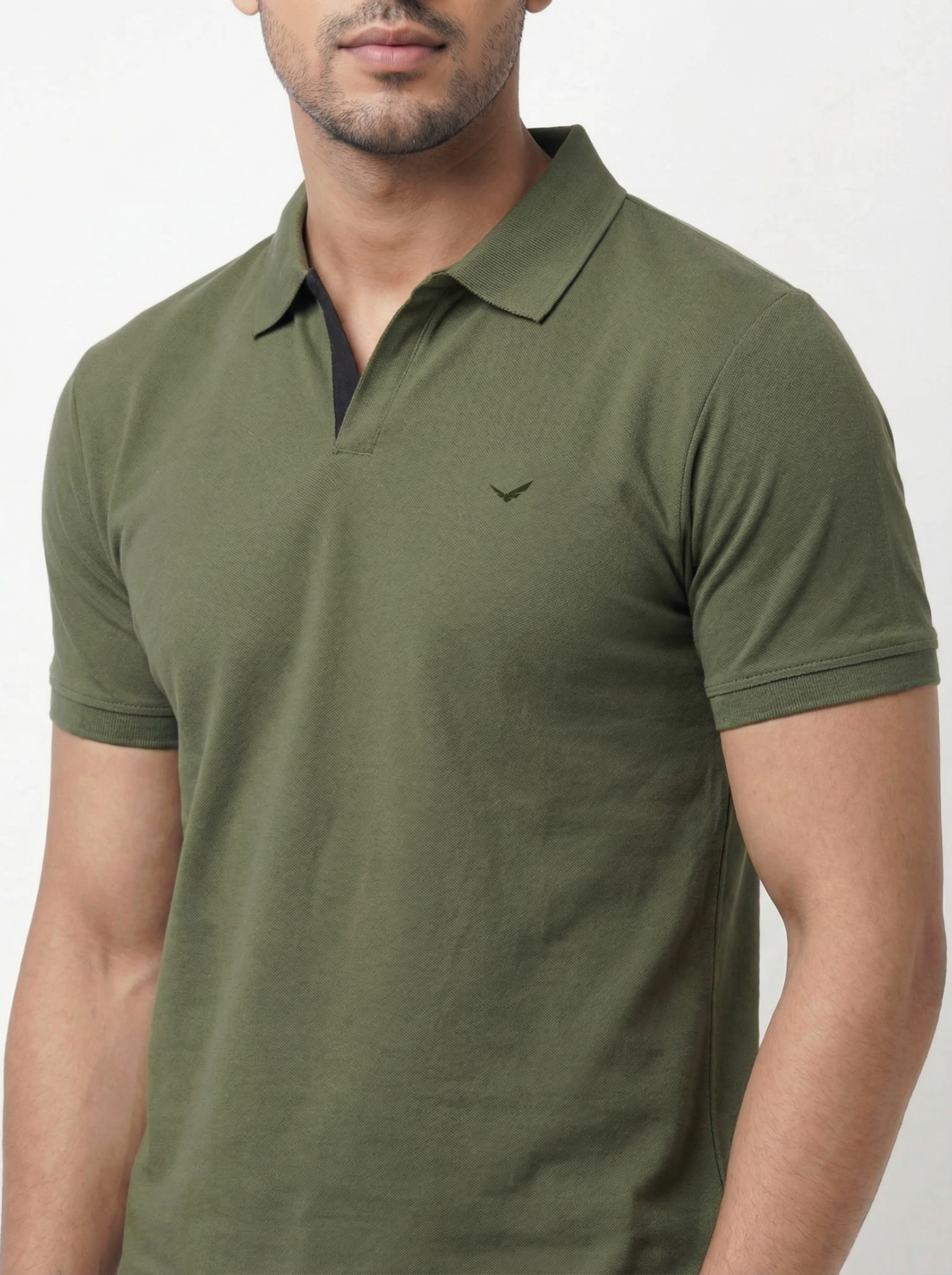 Men Regular Fit Johnny Collar Solid T-Shirt