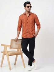 Men's Orange Striped Shirt