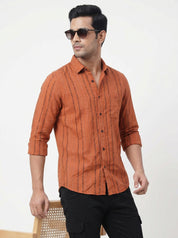 Men's Orange Striped Shirt