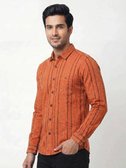 Men's Orange Striped Shirt