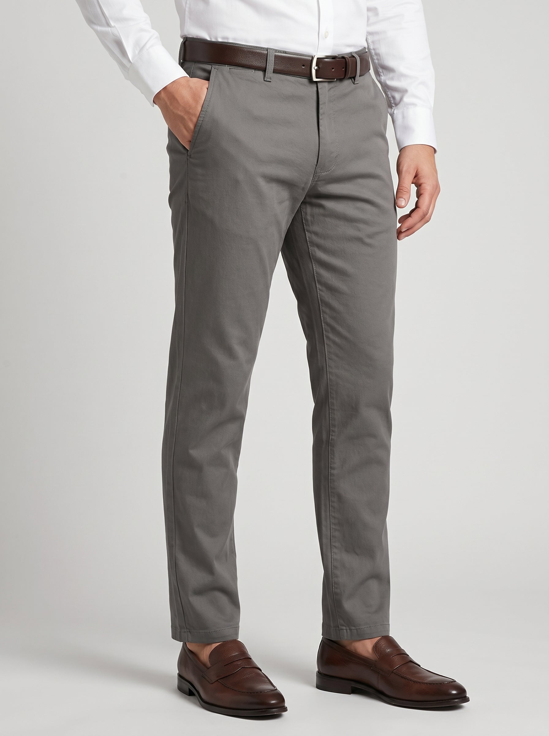 Men's Grey Solid Trousers