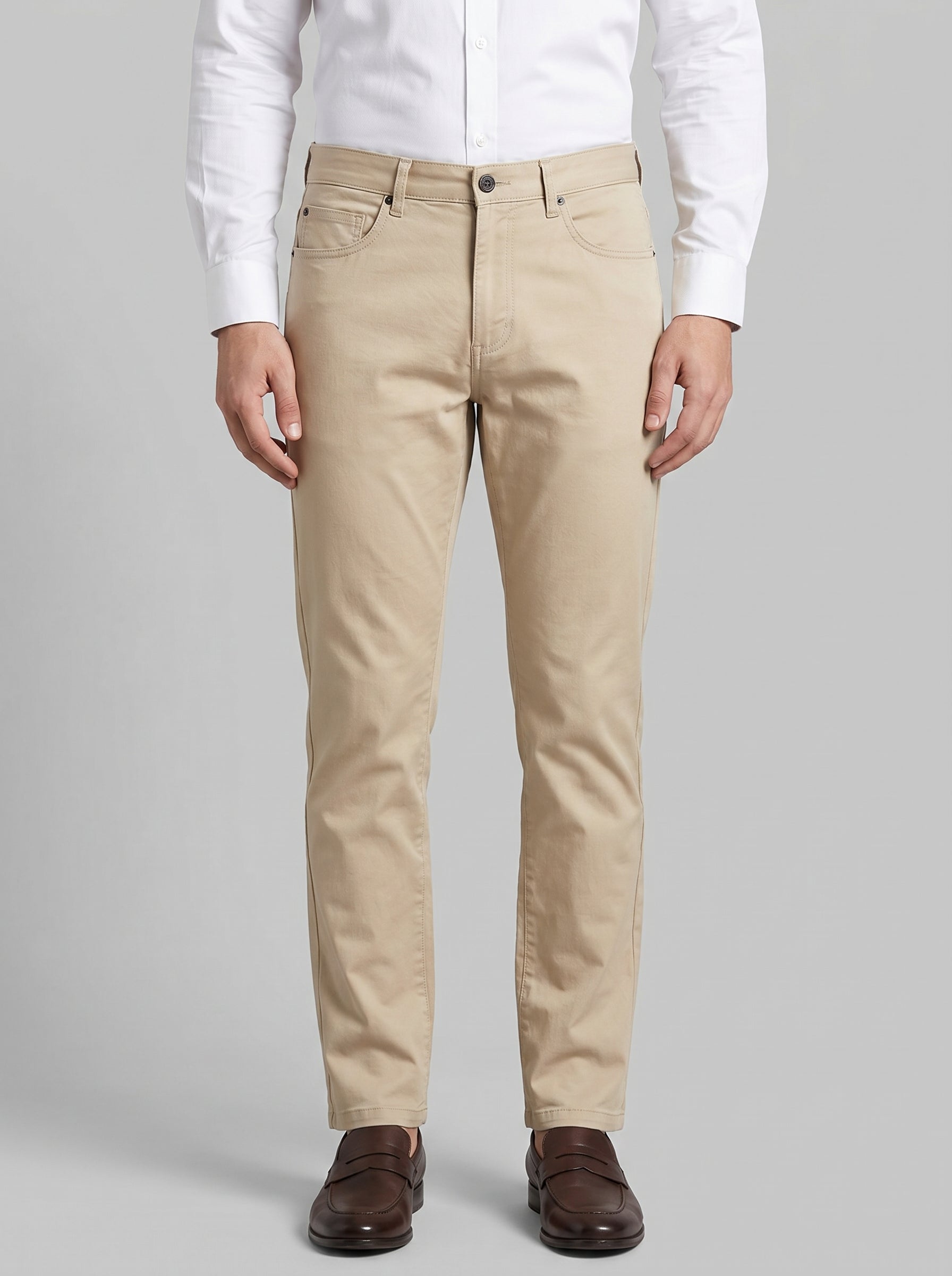 Men's Beige Casual Trousers