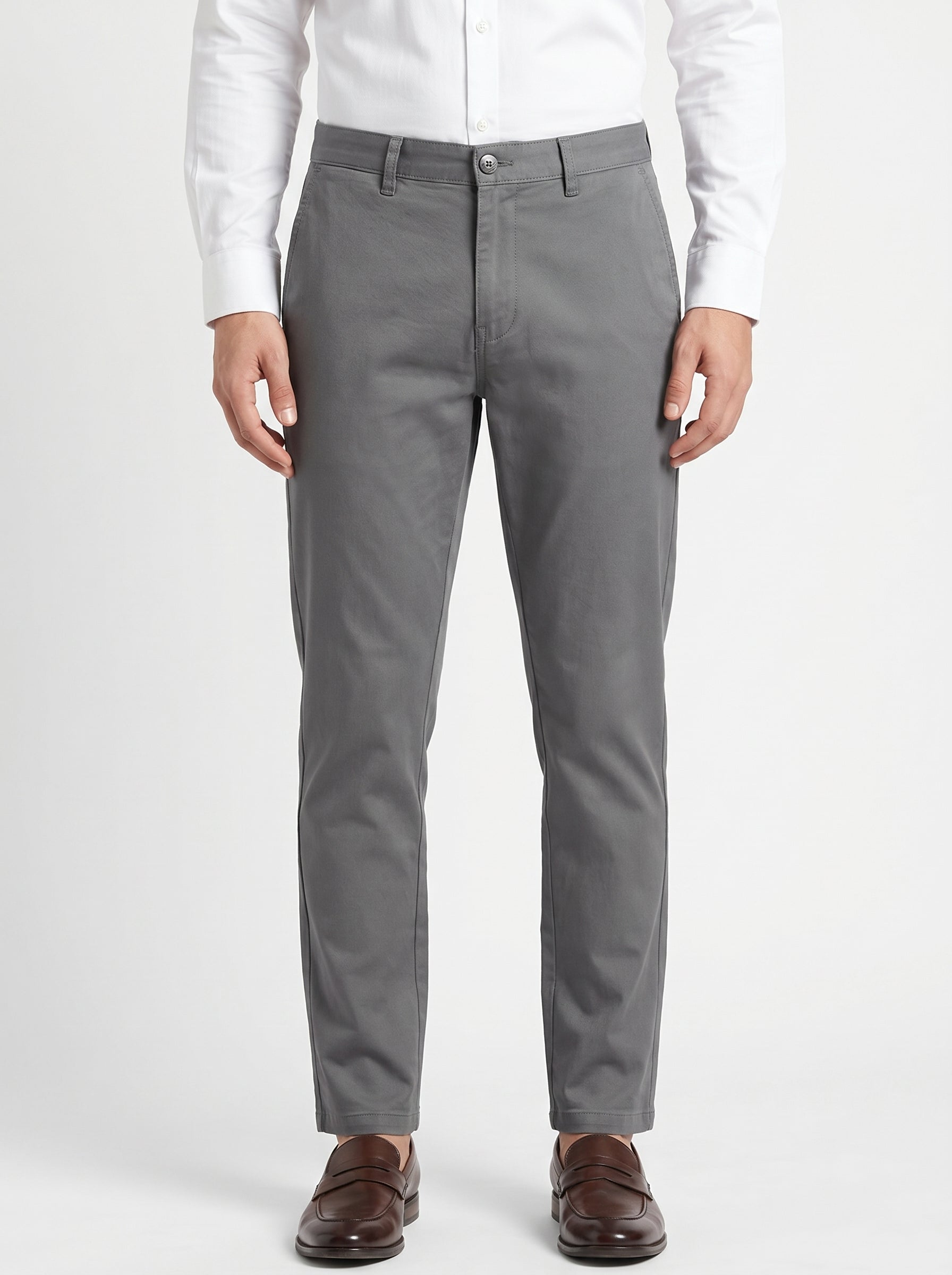 Men's Grey Solid Trousers