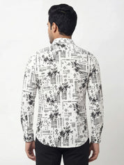 White Artistic Print Shirt