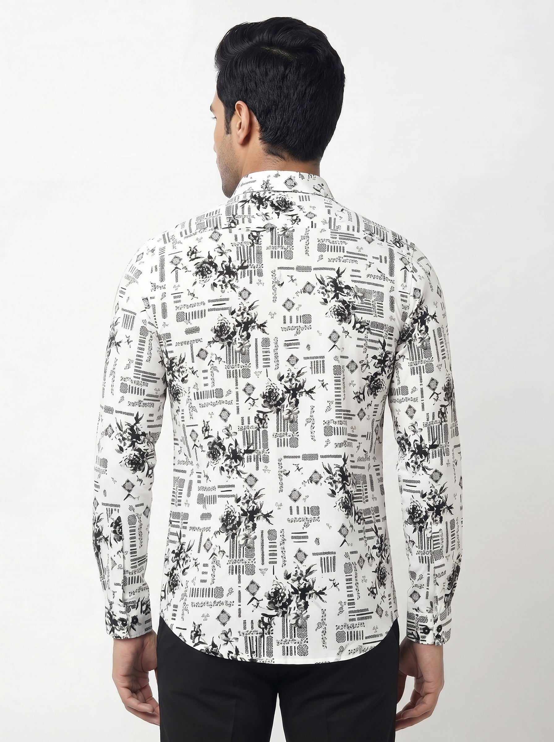 White Artistic Print Shirt