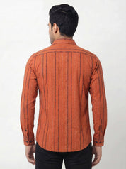 Men's Orange Striped Shirt