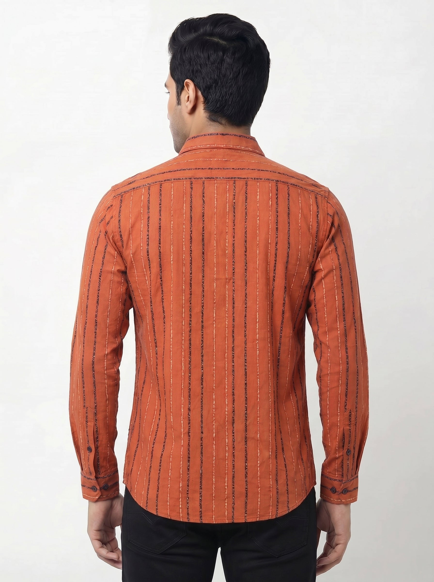 Men's Orange Striped Shirt