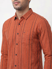 Men's Orange Striped Shirt
