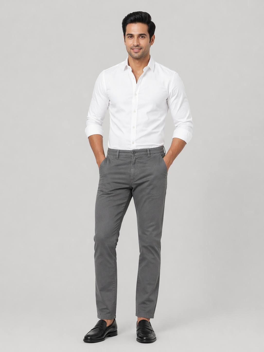 Men's Grey Solid Trousers